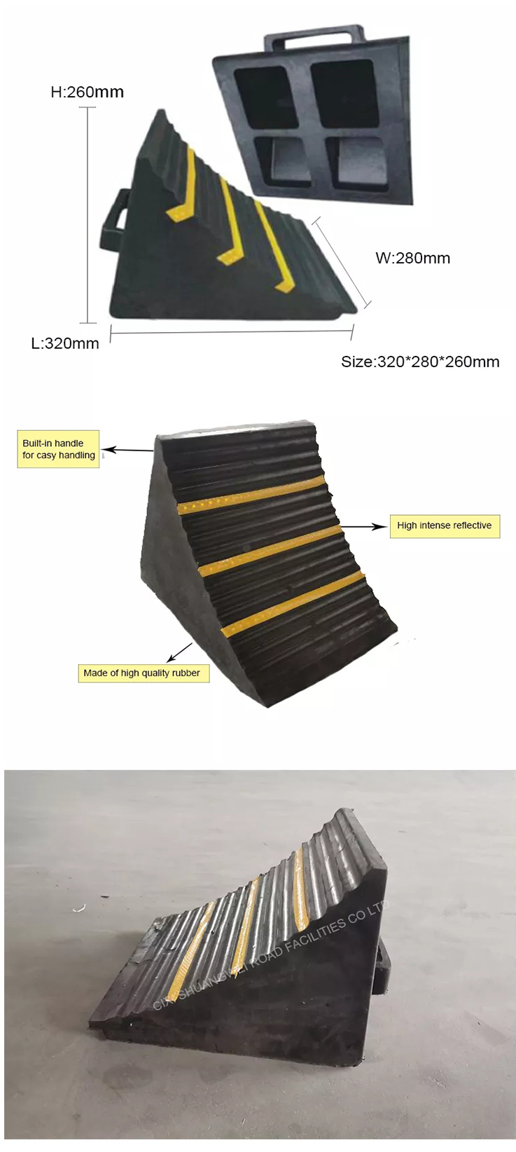 Rubber Wheel Chock Block With Handle